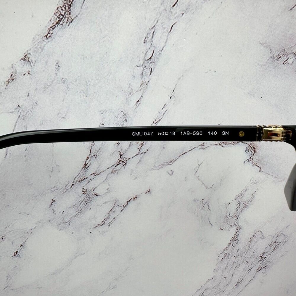 New MIU MIU Sunglasses Black Acetate Slim Round Gold Metal Logo Authentic Women - Picture 7 of 16